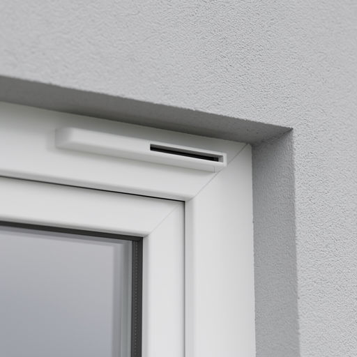 close-up van ventilatierooster in kunststof raamkozijn, Hardenberg