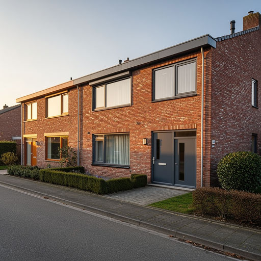 twee-onder-een-kapwoning in Hardenberg met antraciet kunststof kozijnen op bakstenen gevel