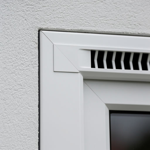 close-up van ventilatierooster in kunststof raamkozijn, Den Velde