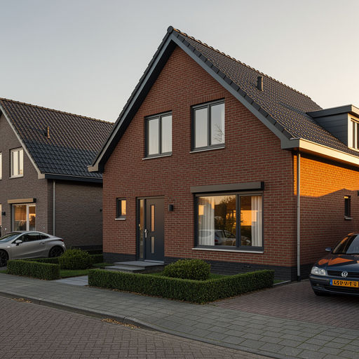 twee-onder-een-kapwoning in Dedemsvaart met antraciet kunststof kozijnen op bakstenen gevel