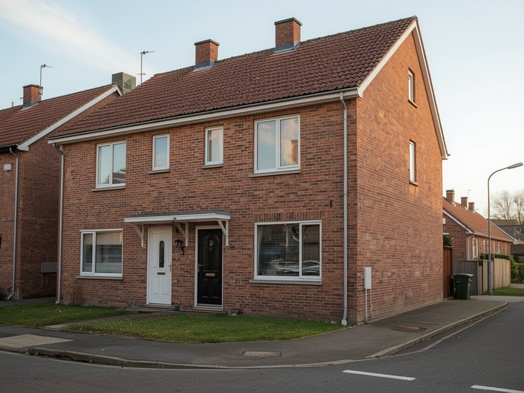 twee-onder-een-kapwoning in Ommen met antracietkleurige kunststof kozijnen op bakstenen gevel
