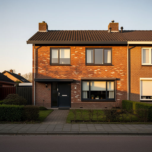twee-onder-een-kapwoning in Avereest met antracietkleurige kunststof kozijnen op bakstenen gevel