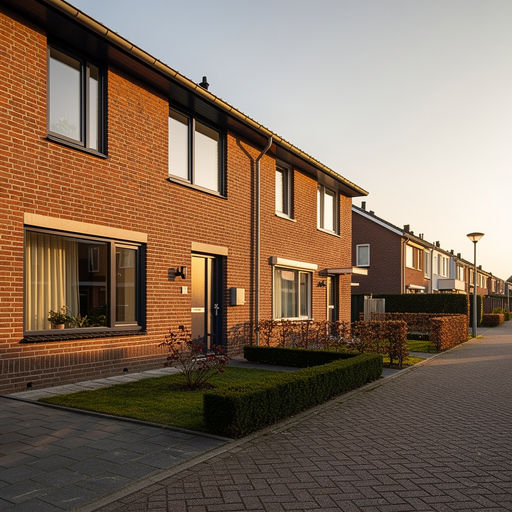 twee-onder-een-kapwoning in Emmen met antraciet kunststof kozijnen op bakstenen gevel