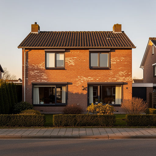 twee-onder-een-kapwoning in Balkbrug met antracietkleurige kunststof kozijnen op bakstenen gevel