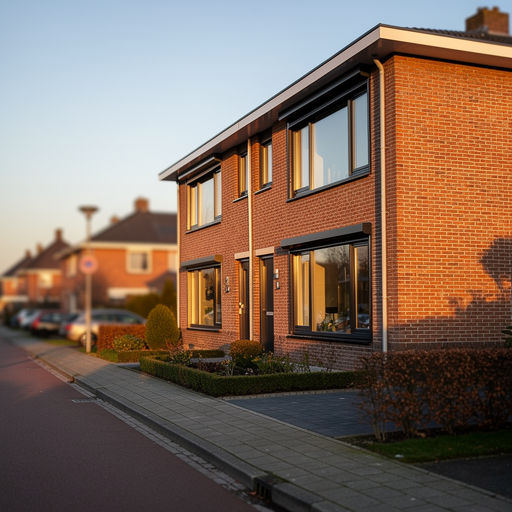 twee-onder-een-kapwoning in Den Velde met antracietkleurige kunststof kozijnen op bakstenen gevel
