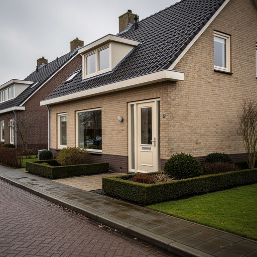 Monteur plaatst een kunststof achterdeur bij een woning in Hardenberg