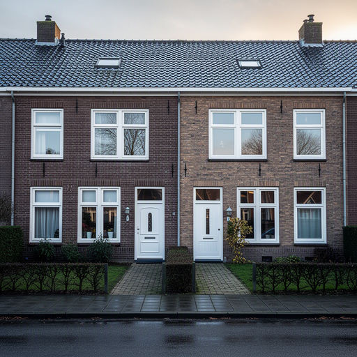Kunststof kozijnen aan de voorgevel van een rijtjeshuis in Hardenberg